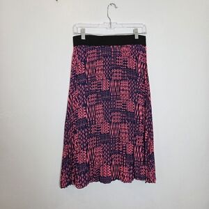 LuLaRoe Pleated Midi Skirt Hot Pink Navy Blue Twee 90s Y2K Lightweight Medium